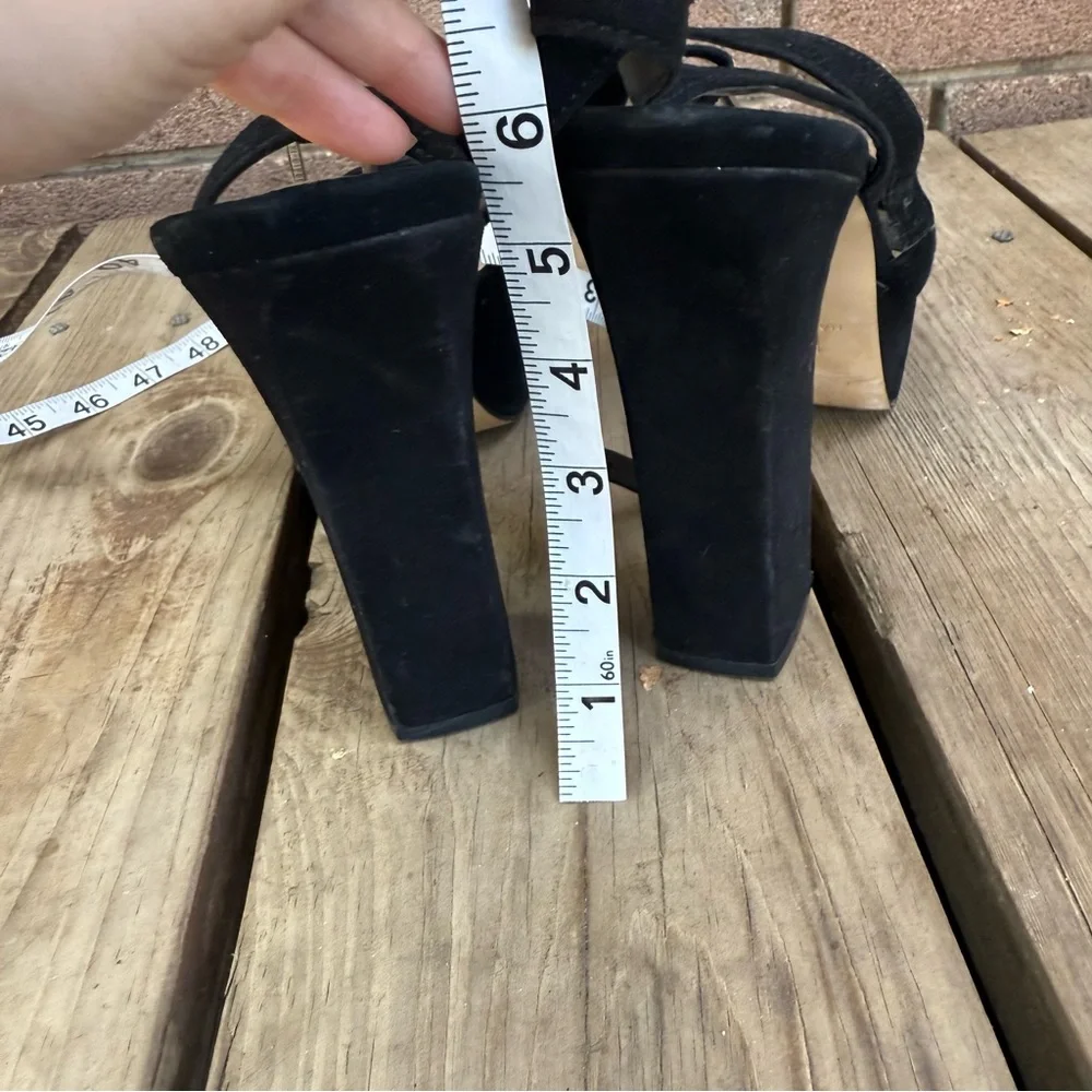 Marc Fisher Stacey Suede Platform Black Open-Toe Heels Size 9.5M